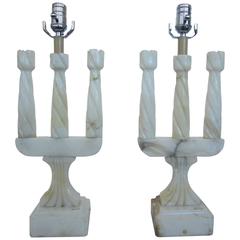 Pair of Three-Arm Marble Lamps by Varis 11
