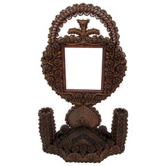 Sculptural Tramp Art Double Sided Frame and Candleholder
