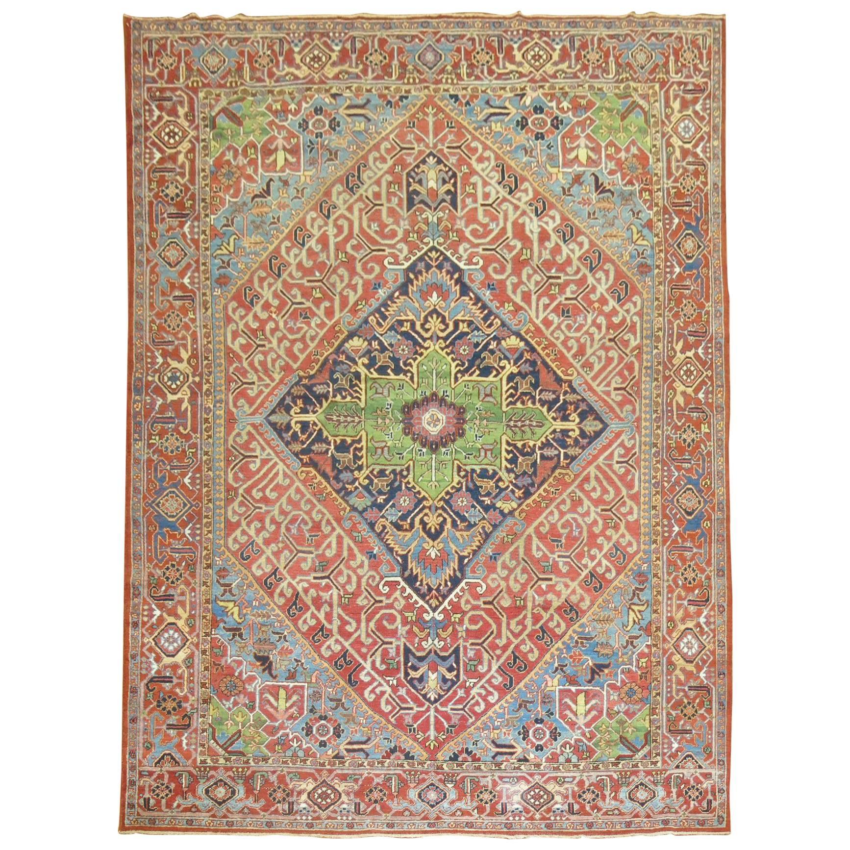 Unique Color Combo Antique Persian Heriz Carpet