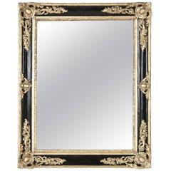 19th Century French Black and Giltwood Mirror with Original Mercury Glass