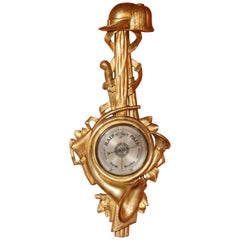 Französisches geschnitztes Barometer aus vergoldetem Holz