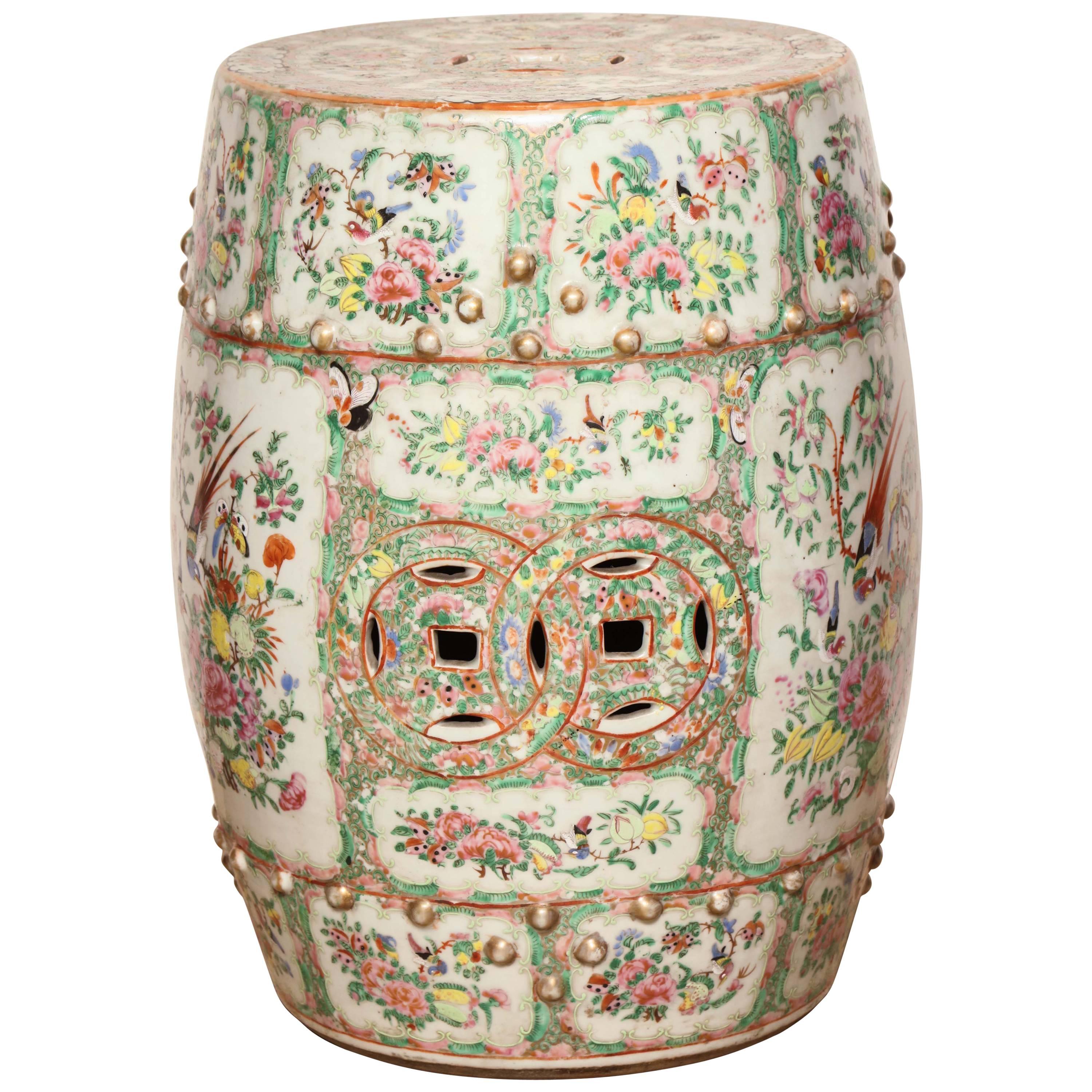 Chinese Rose Medallion Garden Seat