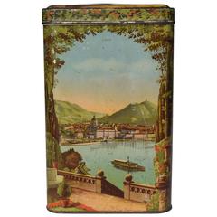 Antique Early 20th Century Lithographed Tin Box, Switzerland