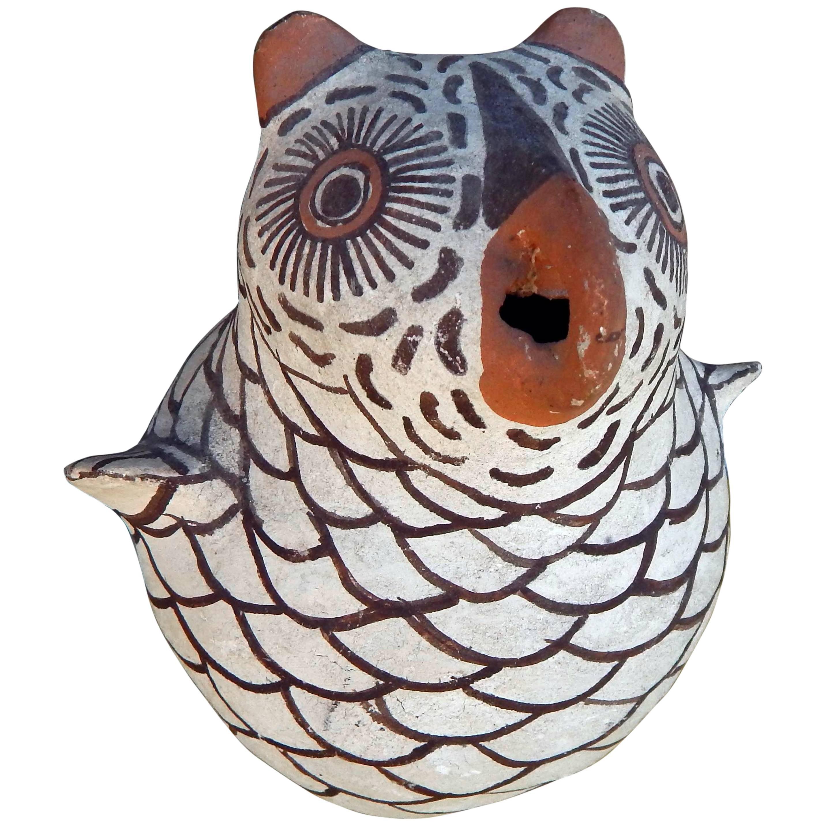Classic Zuni Owl Figure by Nellie Bica, Native American Pottery