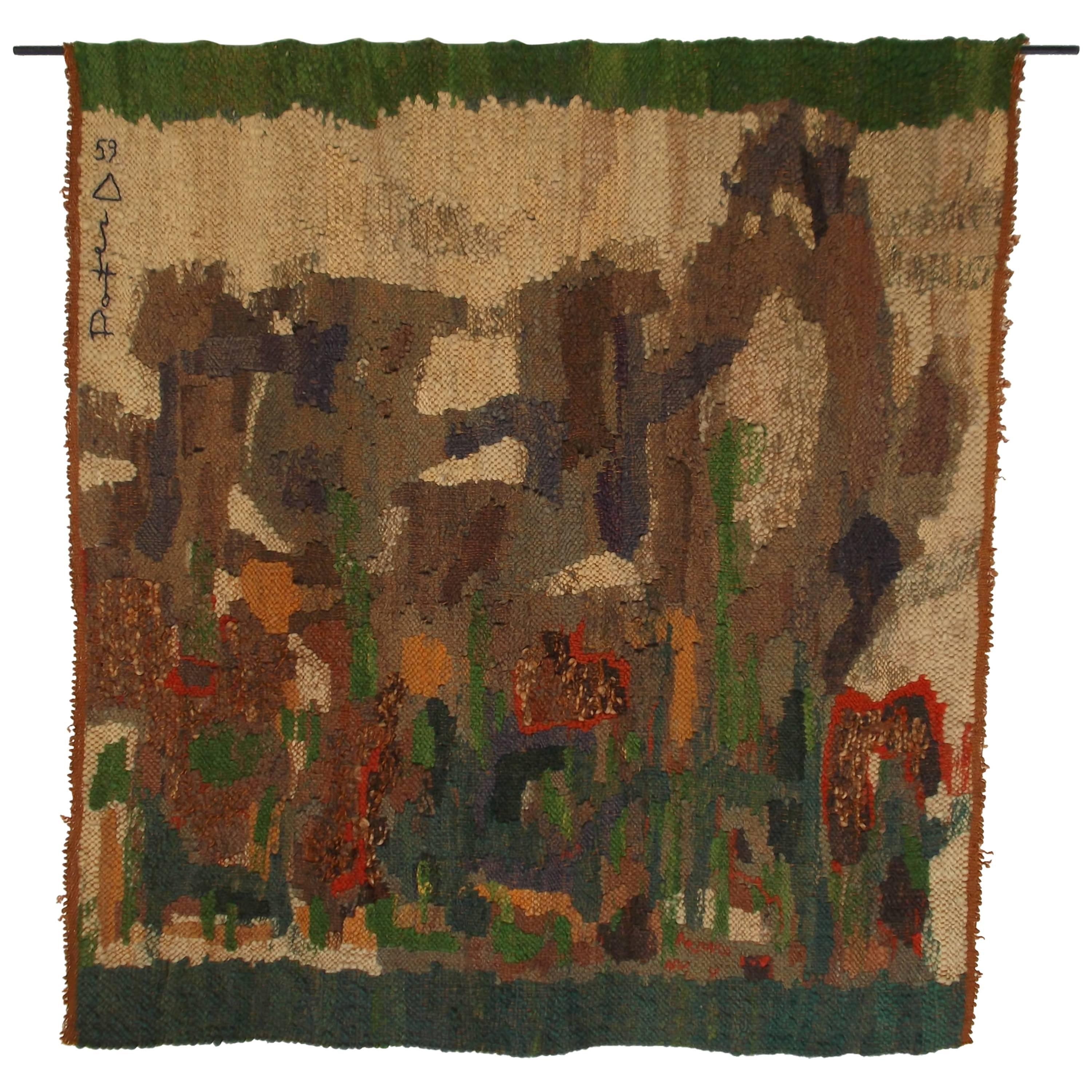 Fantastic Early 1959 Abstract Tapestry signed Potter For Sale