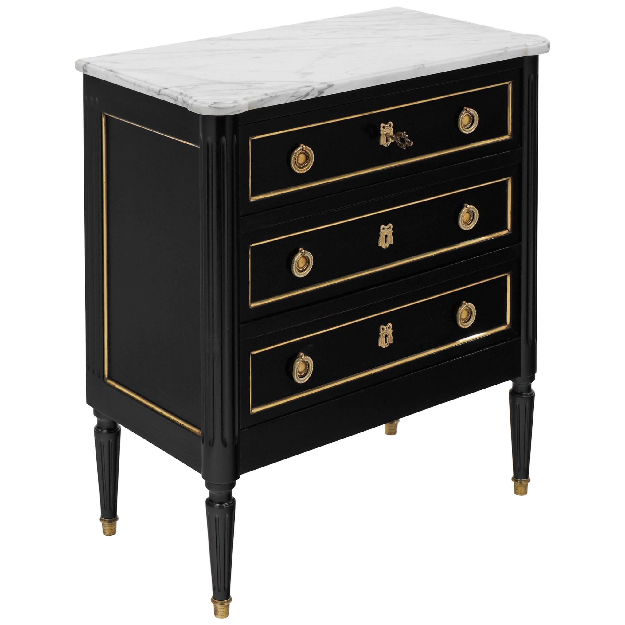 Carrara Marble Topped Louis XVI Style Chest of Drawers