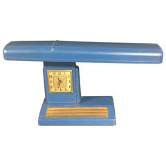Art Deco Desk /Clock Industrial Lamp Corp