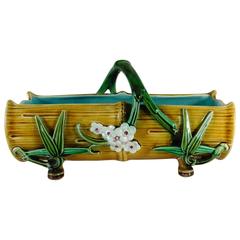 19th Majolica Bamboo Jardiniere Sarreguemines