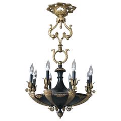 Antique French Napoleon III Gilt Bronze Eight-Light Gas Chandelier, circa 1860