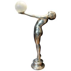 XL Silver Bronze Art Deco Biba Lamp Floor Light Lamps Statue