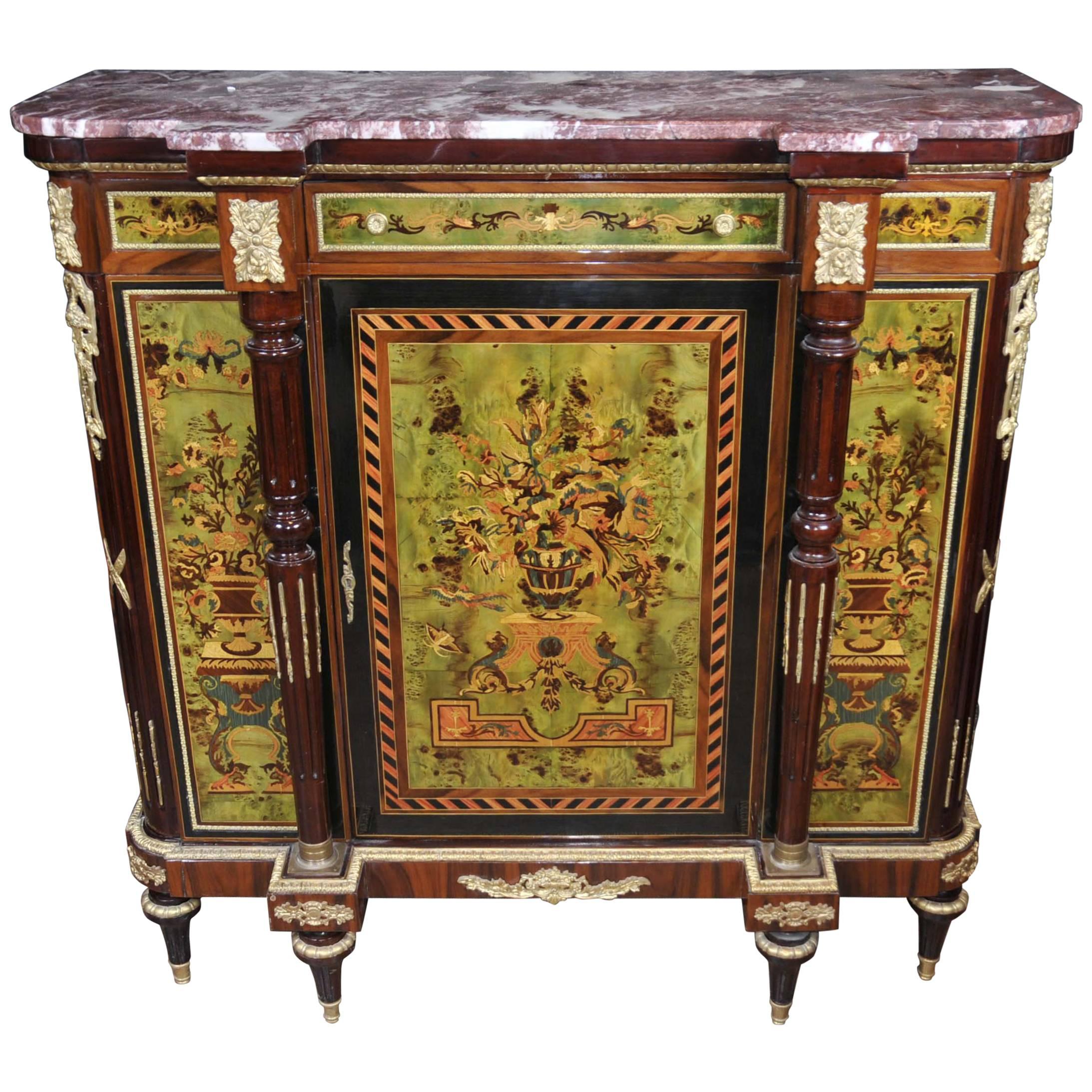 French Painted Empire Cabinet Chest Credenza Vernis Martin For Sale