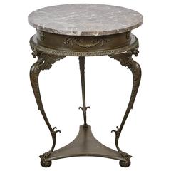 Mid-19th Century Three-Legged Italian Dark Grey Marble-Top Gueridon Table