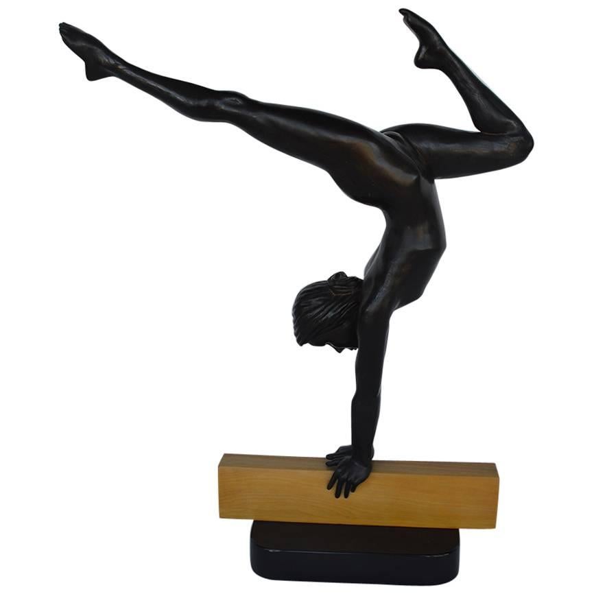 Art Deco Bronze Gymnast Sculpture