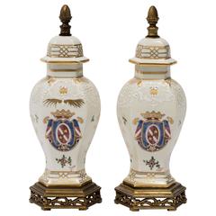 Pair of Hand Painted French Porcelain Objects