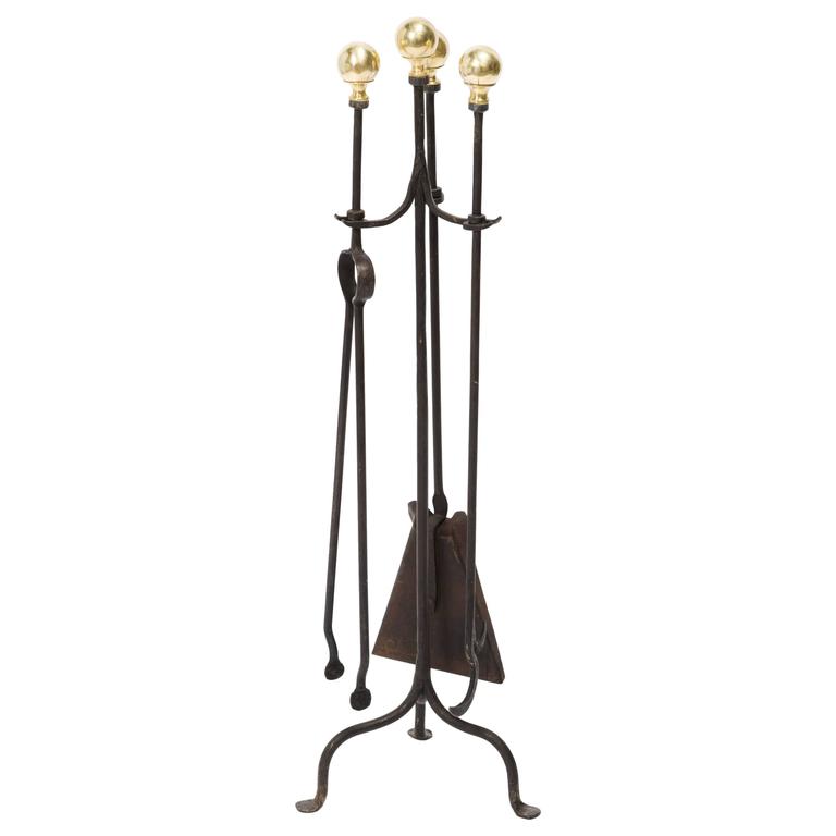 Antique Brass and Iron Fireplace Tools at 1stdibs