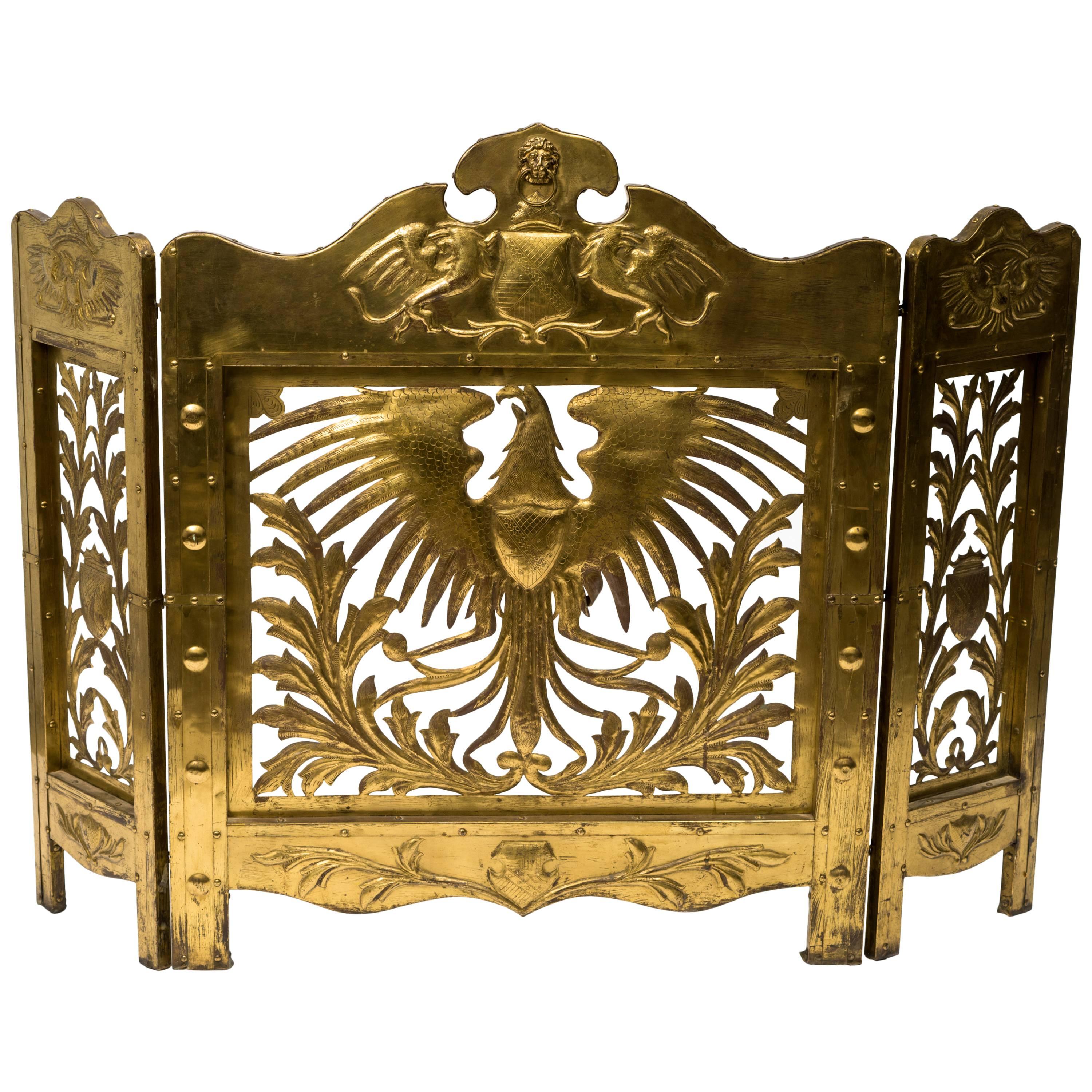 European Brass Fireplace Screen