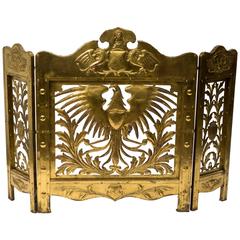 Antique European Brass Fireplace Screen