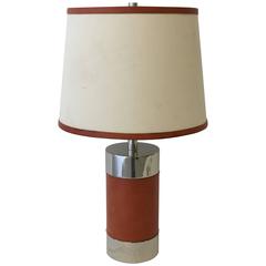 Modern Leather and Chrome Lamp by Ralph Lauren