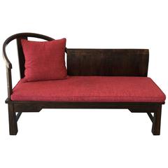 1920s Chinese Art Deco Opium Elm Wood Chaise Lounge