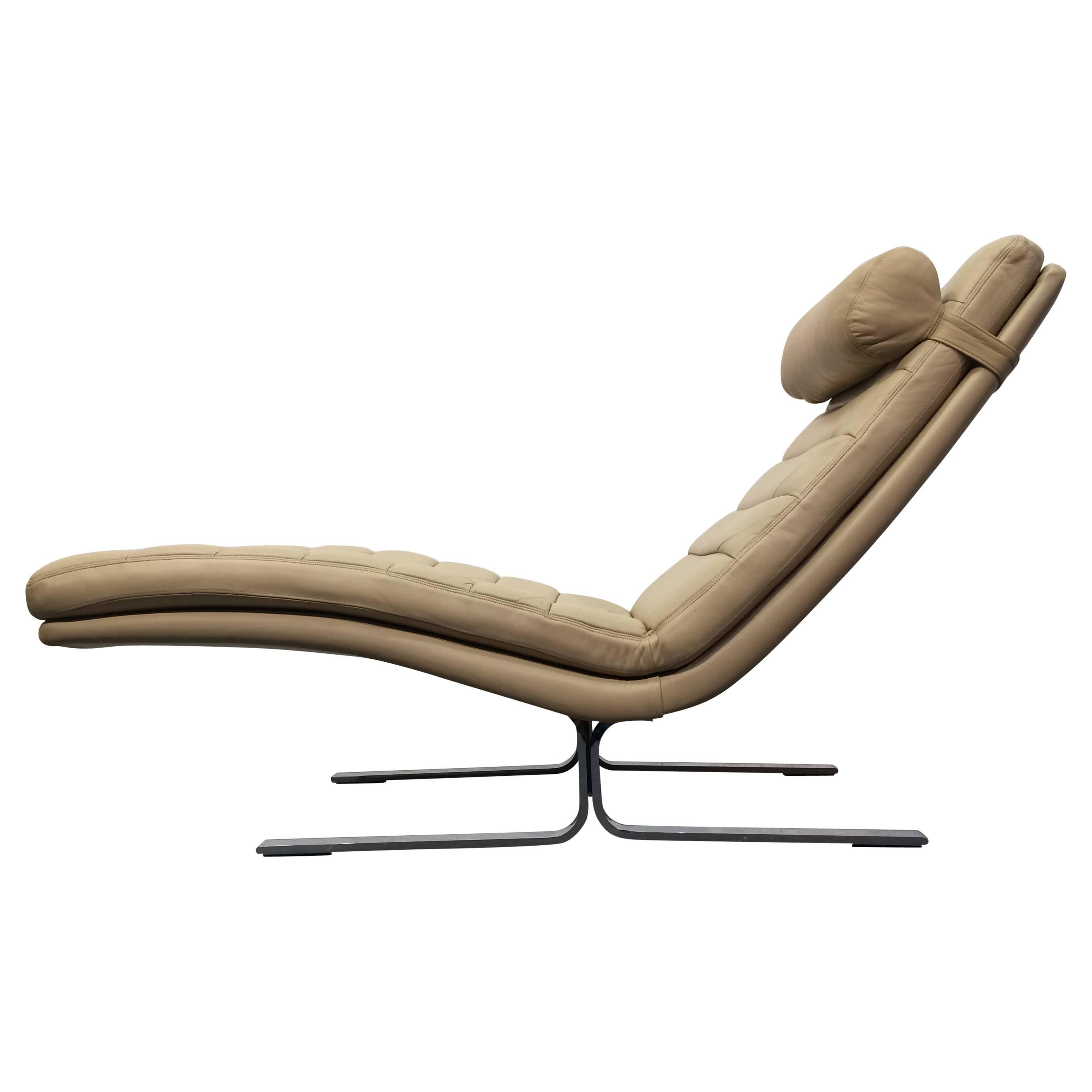 Leather Chaise Longue by Harvey Probber, USA, 1970s