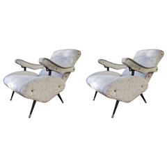 Pair of Recliner Armchairs, Italy, 1950