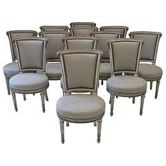 Wonderful Set of 12 French Neoclassical Dining Chairs Wonderful Set of 12 French Neoclassical Dining Chairs