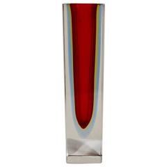 Red Sommerso Murano Vase 9