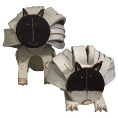 Pair of Bruno Gambone "Cats" Sculptures