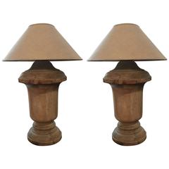 Wooden Lamp Base with Linen Lampshade