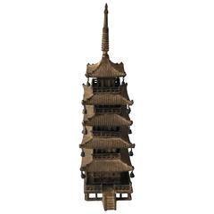 19th Century Gilt Bronze Pagoda Statue