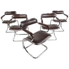 Set of Mid-Century Modern Cantilever Chairs in the Style of Gastone Rinaldi