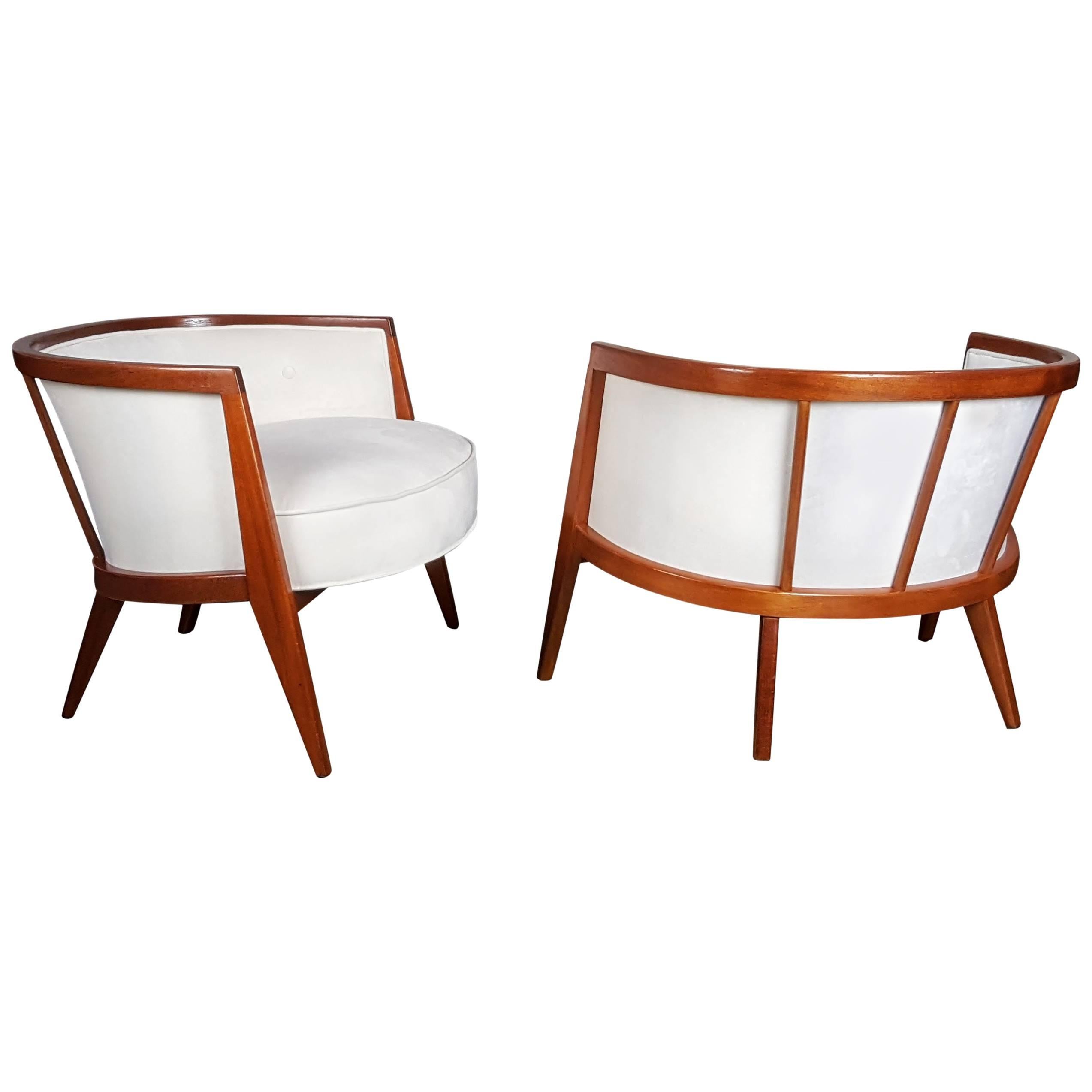 Sculptural Mahogany Lounge Chairs by Harvey Probber, 1960s