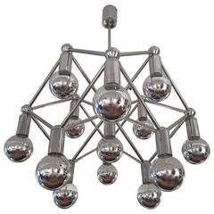 Large 1960s Space Age Atomic Chrome Chandelier