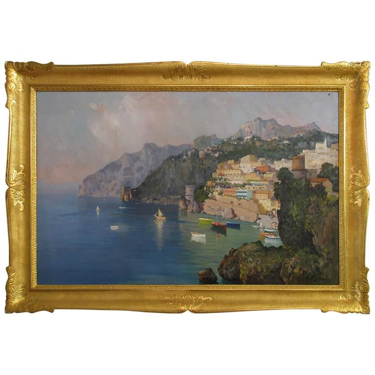 20th Century Italian Painting Depicting the Amalfi Coast by Guglielmo