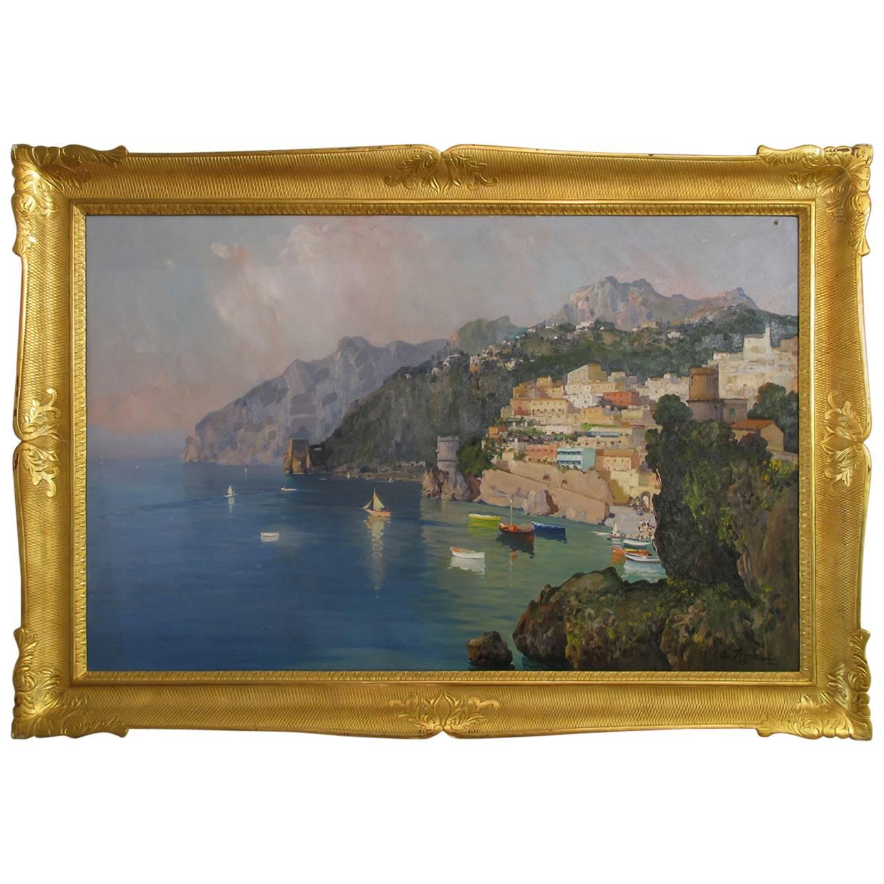 20th Century Italian Painting Depicting the Amalfi Coast by Guglielmo Pizzirani