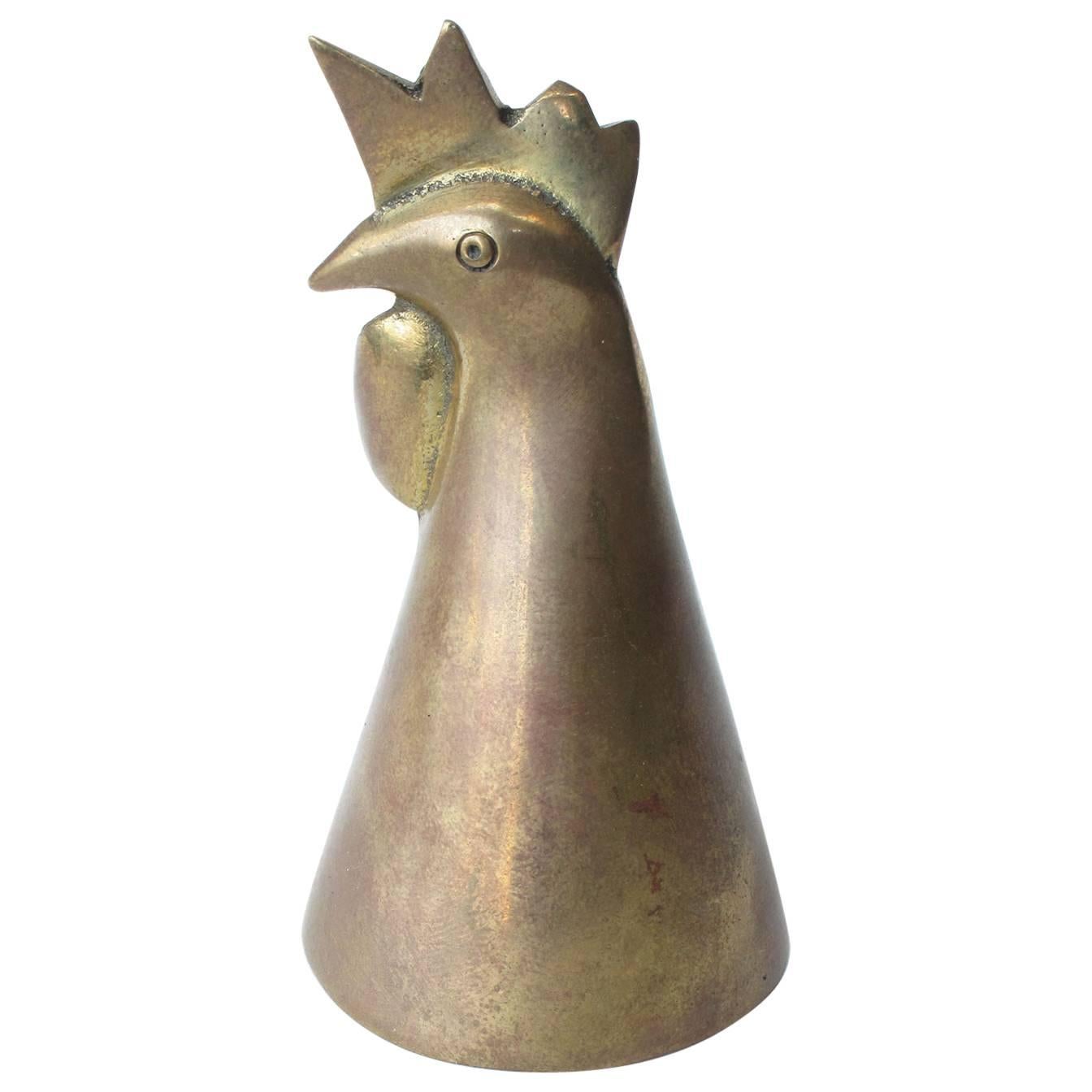 Carl Auböck 'Cock' Solid Brass Table Bell Miniature Animal Sculpture For Sale