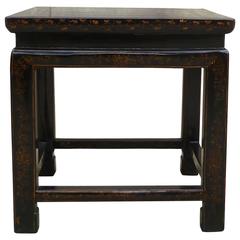 Black Lacquer End Table with Gilt Motif 8