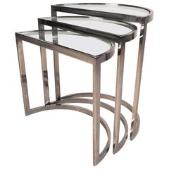 Mid-Century Modern Chrome Nesting Tables in the Style of Metropolitan Furniture 11