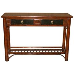 Bamboo Console Table with Black Lacquer Top 1