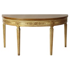 Custom-Made Neoclassical Style Demilune Fold-Over Console Table