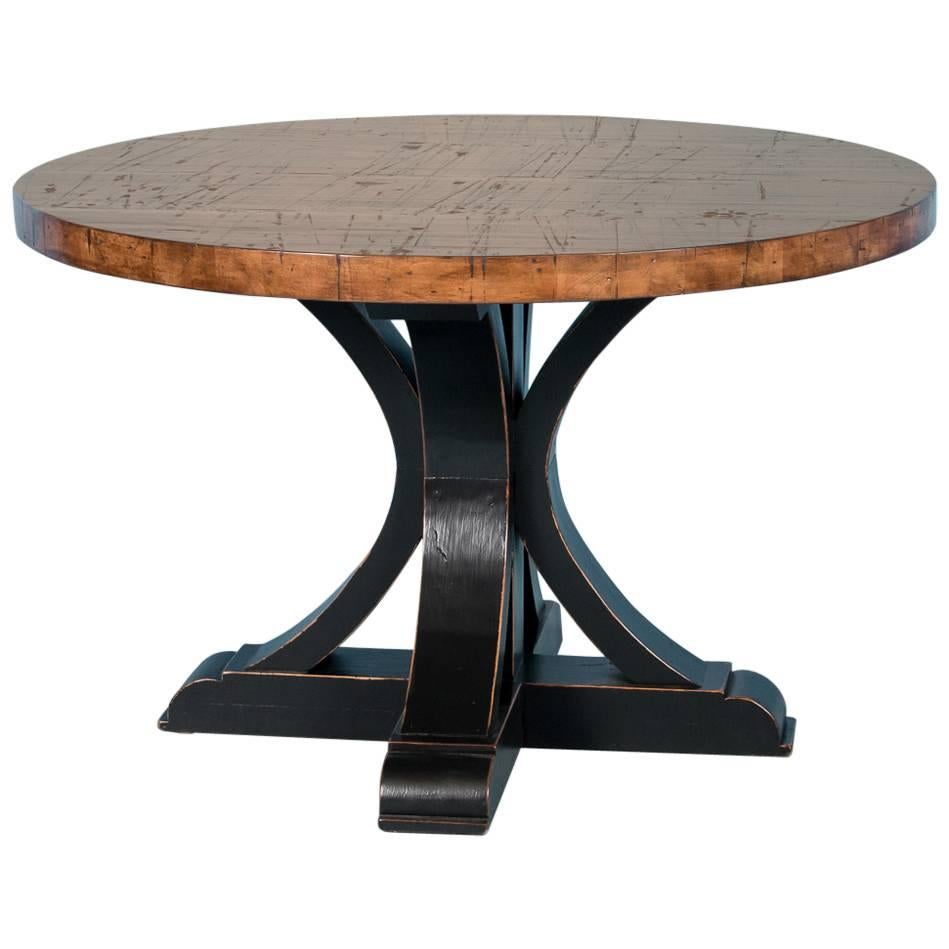 48″ Round Maple Dining Table Made from Reclaimed Box Car Flooring