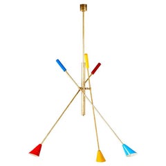 Italian Brass Ceiling Light with Articulate Arms