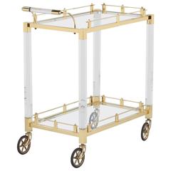 Spanish Vintage Lucite and Brass Bar Cart, 1970s 4