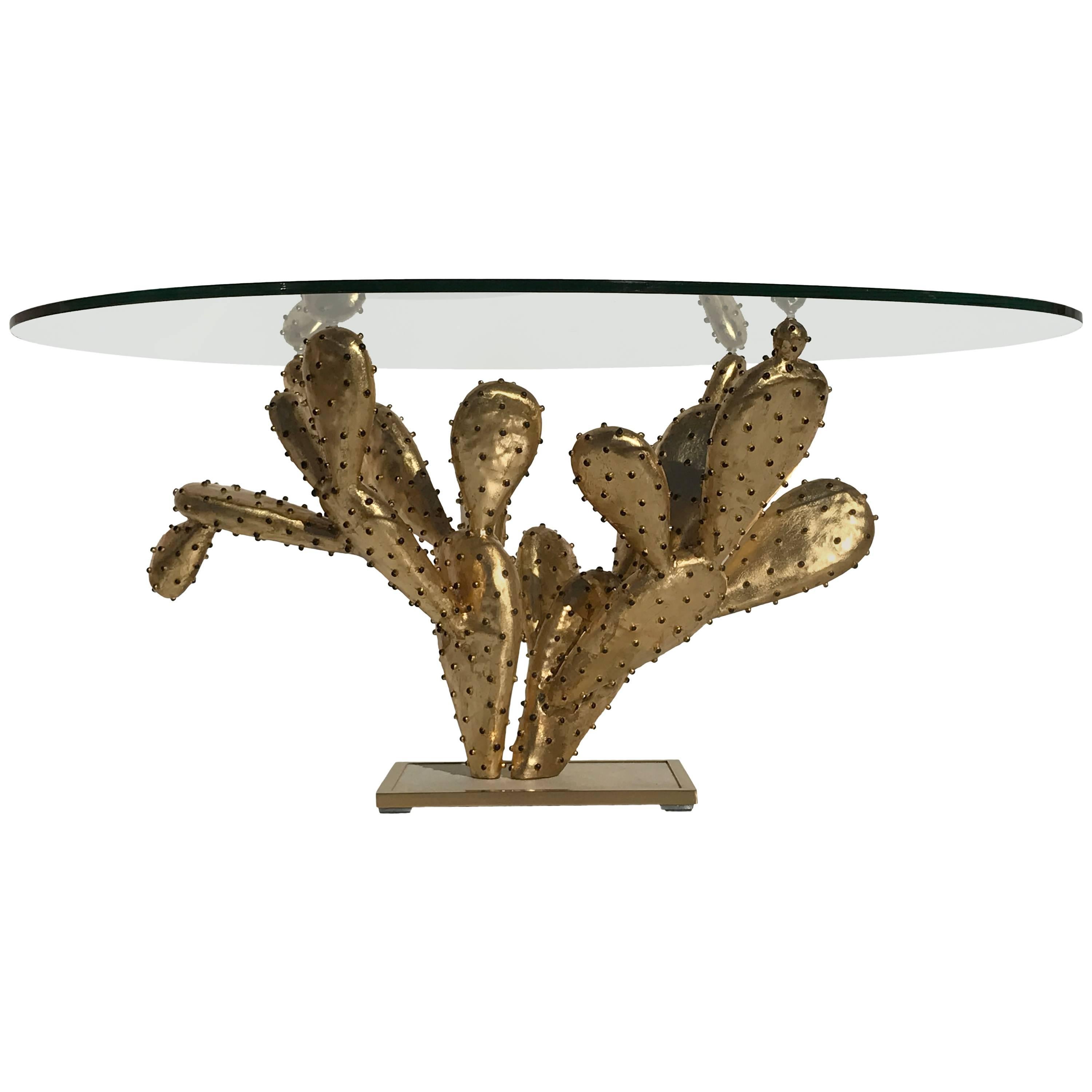 Gilt Brass Cactus Coffee Table "Amalfi" by Alain Chervet