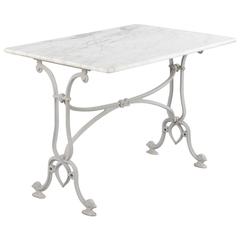 Vintage Art Nouveau Style French Marble-Top Bistro Table, 1970s