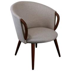 Vintage Danish Round Back Chair with Teak Arms