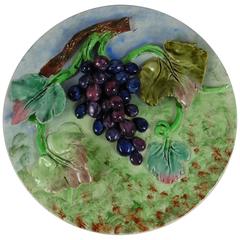 19th Majolica Grapes Wall Platter Longchamp 5