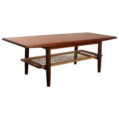 Vintage Danish Teak Coffee Table with Teak Shelf