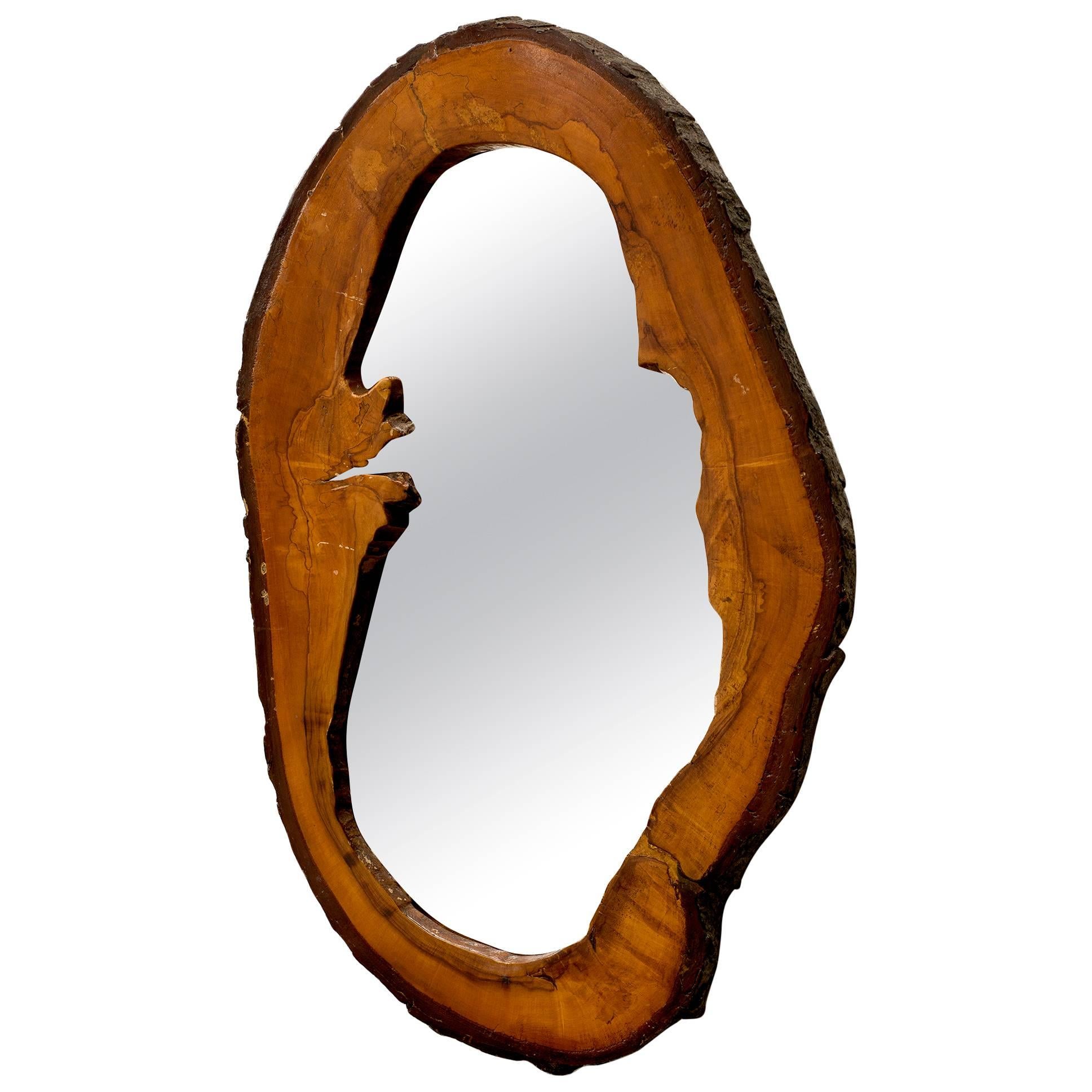 Small Walnut Mirror, 1950s For Sale