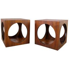 Vintage Pair of Mid-Century Lane Cube Tables